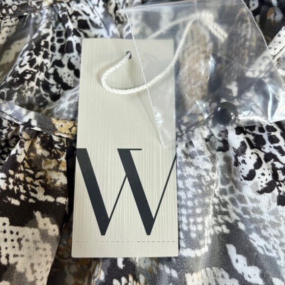 Worthington Snake Print Blouse Shirt Womens PM Medium New Petite Gray Black - Picture 9 of 9